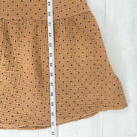 OPT Tiered Babydoll Midi Dress M Puff Sleeve Square Neck Smocked Polka Dot Gauze - Picture 12 of 13